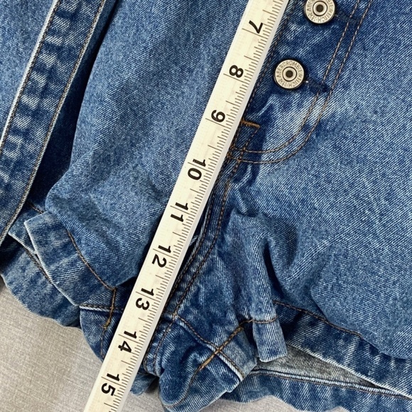 Abercrombie & Fitch Denim Shorts Womens 8 Natural Rise Button Fly Belted Waist - Picture 10 of 12